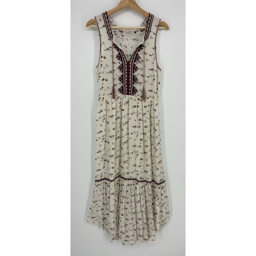 Ulla Johnson Embroidered Chiffon Silk Leena Floral Print Midi Dress - Picture 2 of 13